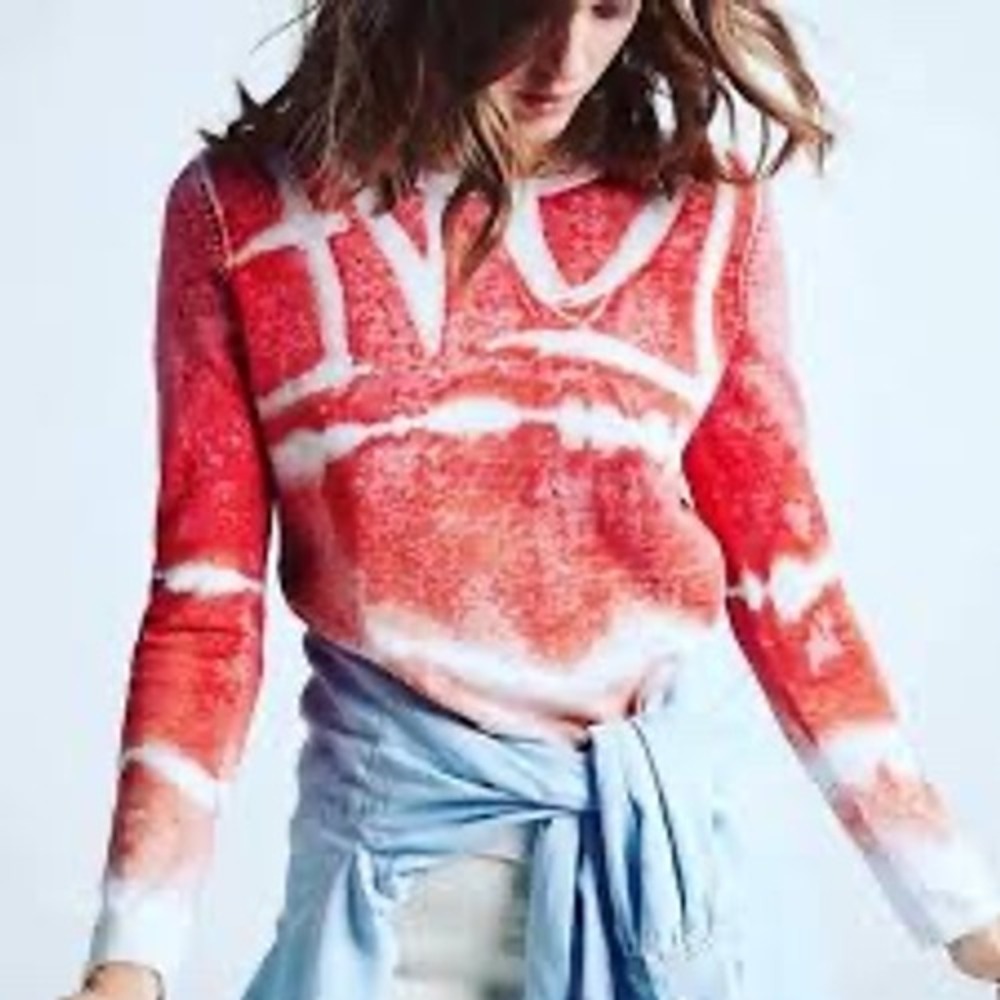 Oui‎ Munich 100% Cotton Rhinestone Embellished Tie Dye Pullover Sweater 4 S